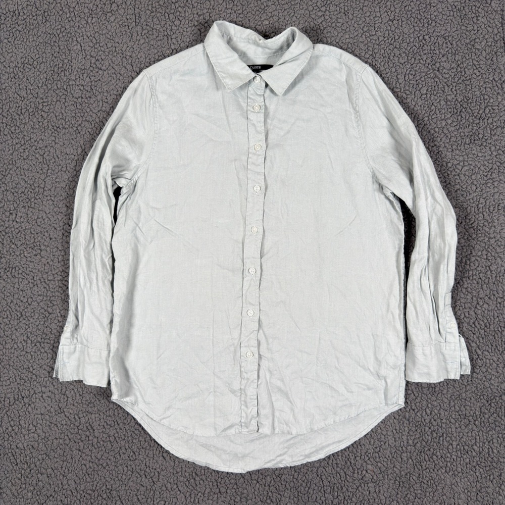 Quince Shirt Mens Medium 100% European Linen Long Sleeve Button Down Mist Gray